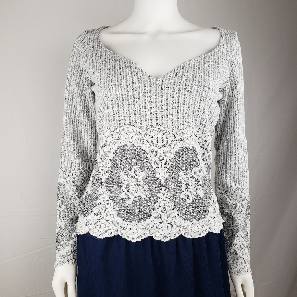 Casadei Long Sleeve Blouse Embroidered detail Sz M